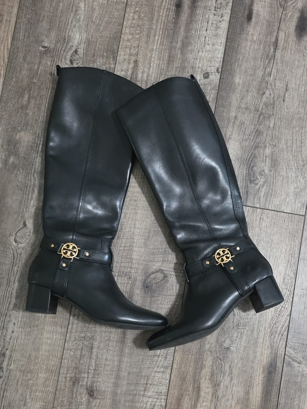 Tory Burch Black Leather Donovan Tall Equestrian Riding Boots